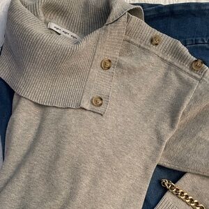 Eight Eight Eight Women's Light Gray Cowl Neck Sweater